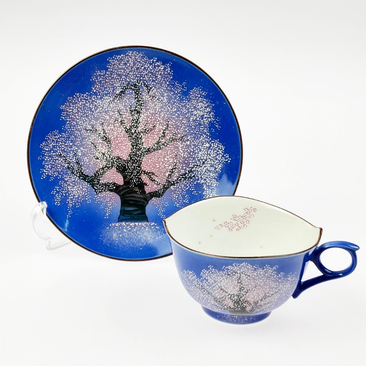 ▽▽金龍窯 肥前有田焼 時しらせシリーズ 珈琲碗 夜桜絵 中村一代