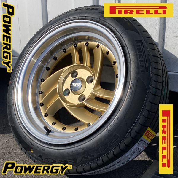 ピレリ パワジ― 195/55R15 15インチ 8.5J +10 PCD100/ 4穴 タイヤ 