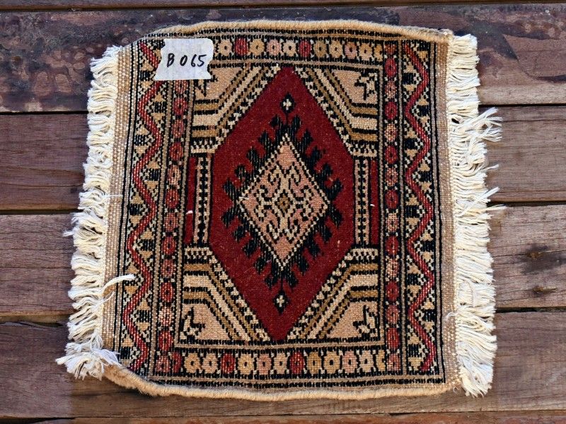 RAGB065 ヴィンテージ ミニラグ トライバルラグ 絨毯 31.5cm×27cm