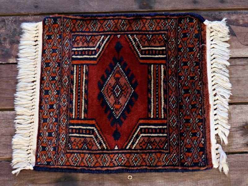 RAGB086 ヴィンテージ ミニラグ トライバルラグ 絨毯 28.5cm×28.5cm