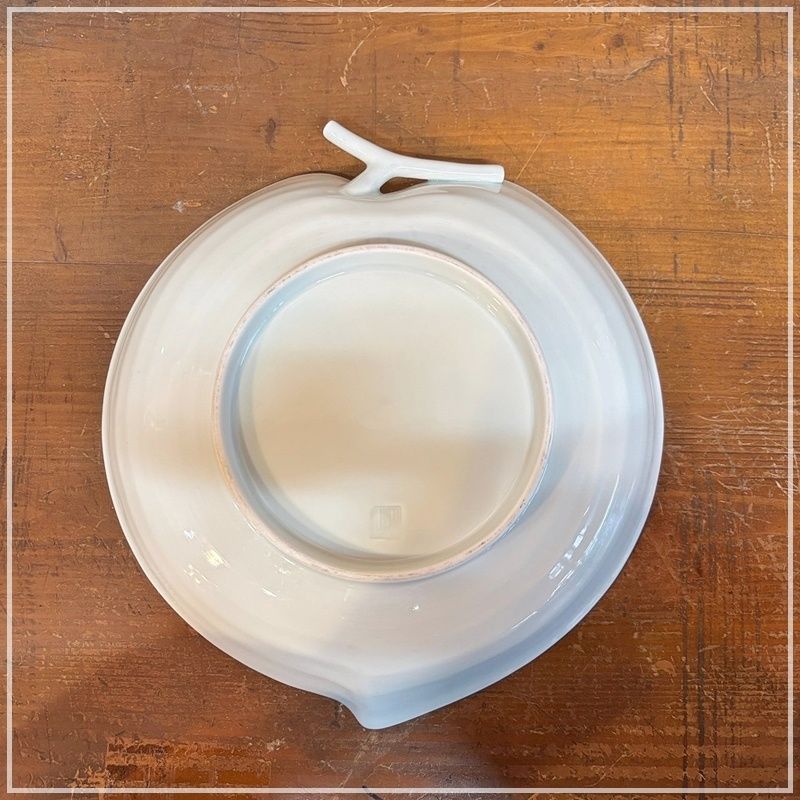 有田焼 プラチナ牡丹 文山窯 7寸 りんご皿 約23cm 深皿 変形皿