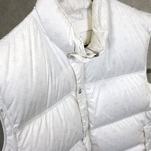 クロムハーツ STIFF VEST ダウン ベスト メンズ L ホワイト CHROME HEARTS 銀座店 クロムハーツ STIFF 総柄 ダウンベスト クロス