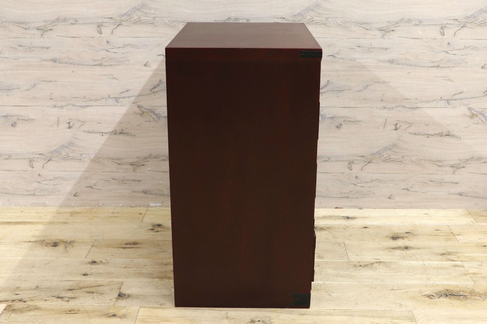 GMIS481A○民芸家具 欅材 整理箪笥 時代箪笥 4段チェスト 鉄金具 和