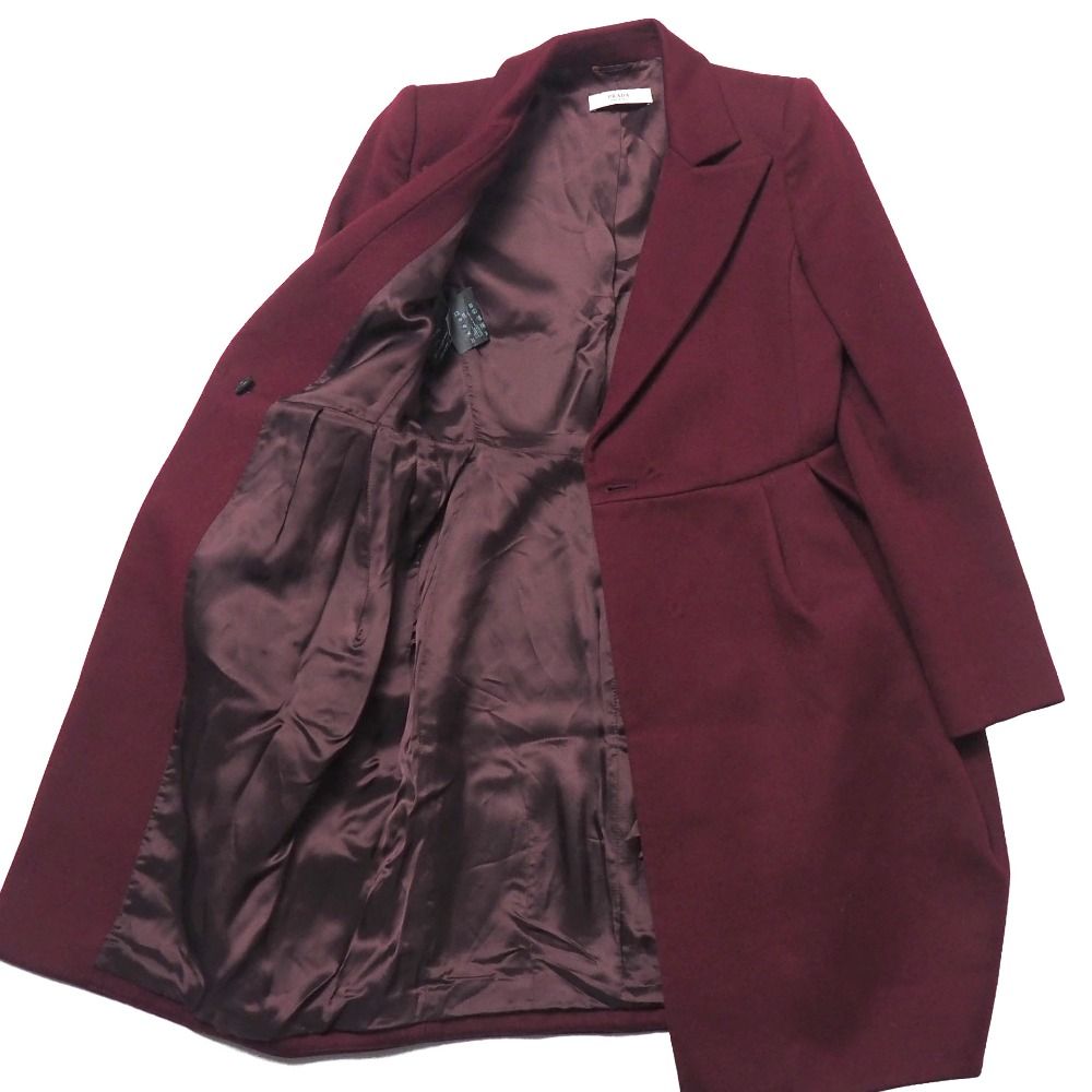 PRADA プラダ コート サイズ38 タック フレア チェスターコート ウール