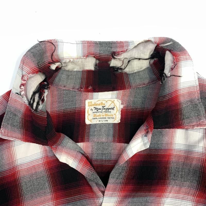 中古】60s Mac Taggart レーヨンオンブレチェックシャツ L レッド[92