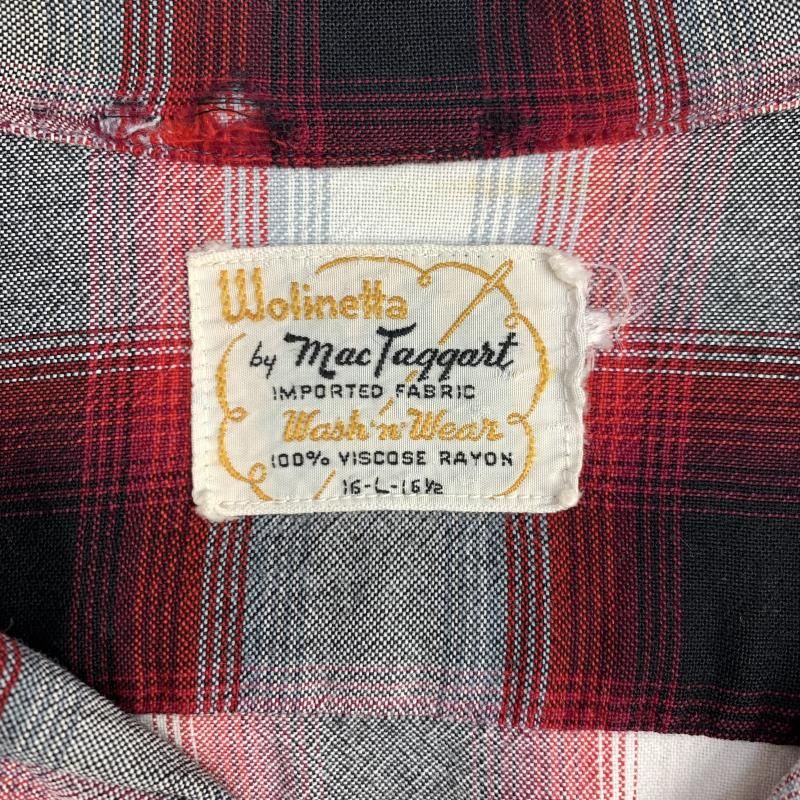 中古】60s Mac Taggart レーヨンオンブレチェックシャツ L レッド[92