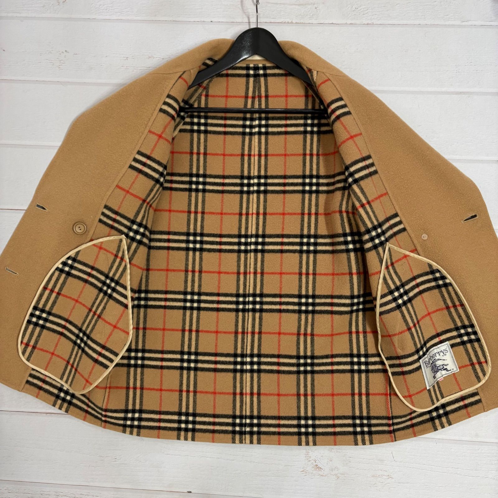 バーバリー☆ ダブルフェイス ノバチェック Burberrys キャメル 7号 バーバリー Burberry ダブルフェイス ノバチェック ロングコート