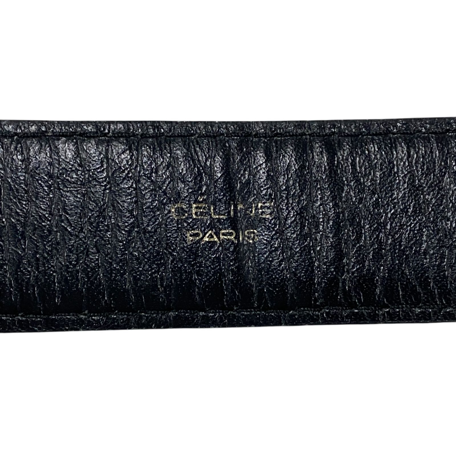 希少 良品 CELINE セリーヌ 馬車金具 レザーベルト ブラック サイズ65
