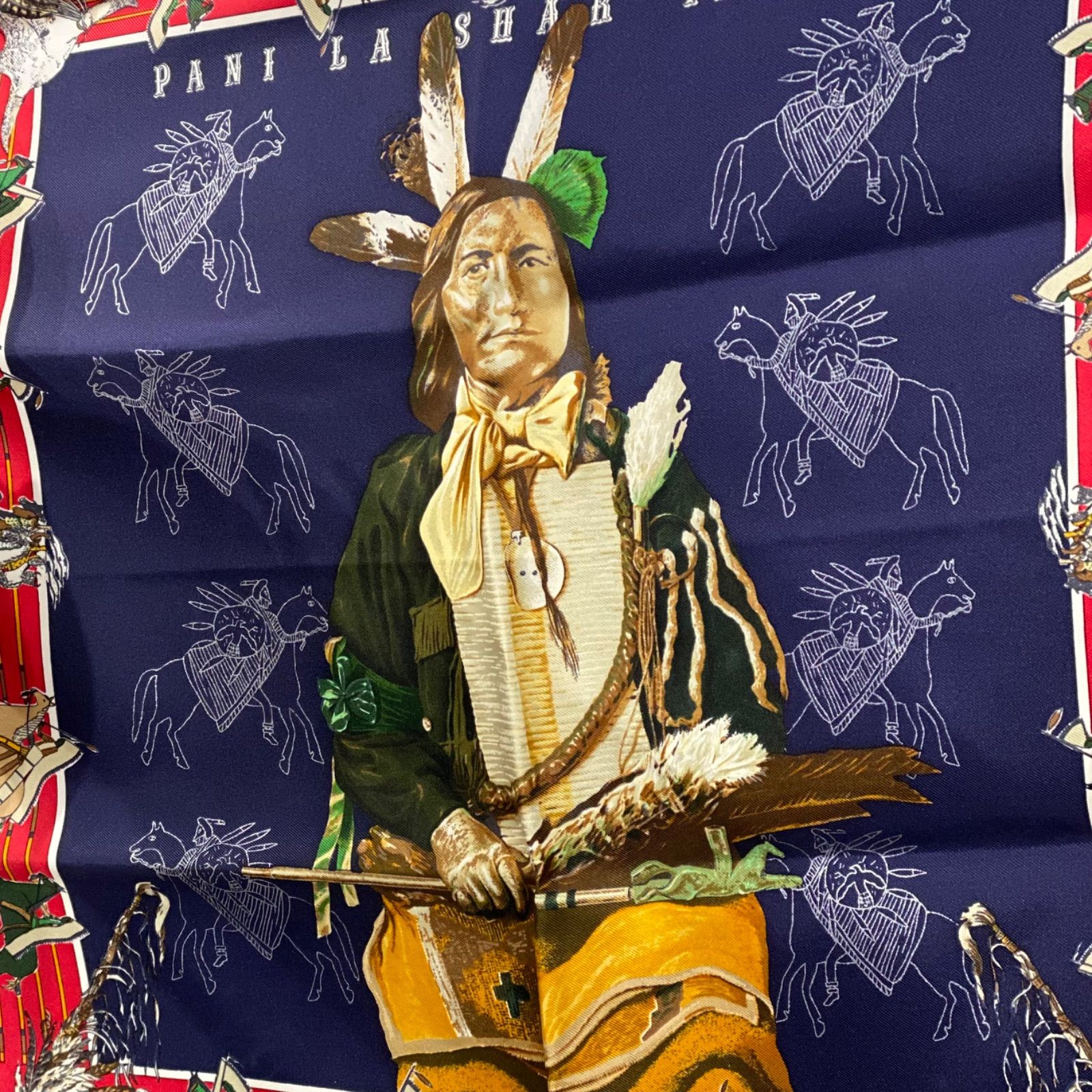 ◇エルメス◇プチカレ/カレ45/ガヴロッシュ/パウニー族の首長/希少品/レア エルメス カレ45 PANI LA SHAR PAWNEE シルクスカーフ パウニー族の