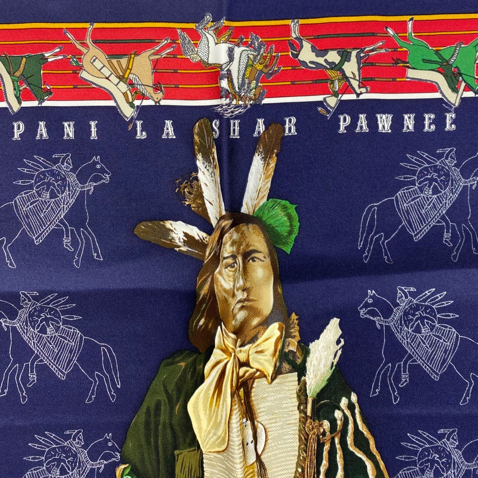 ◇エルメス◇プチカレ/カレ45/ガヴロッシュ/パウニー族の首長/希少品/レア エルメス カレ45 PANI LA SHAR PAWNEE シルクスカーフ パウニー族の