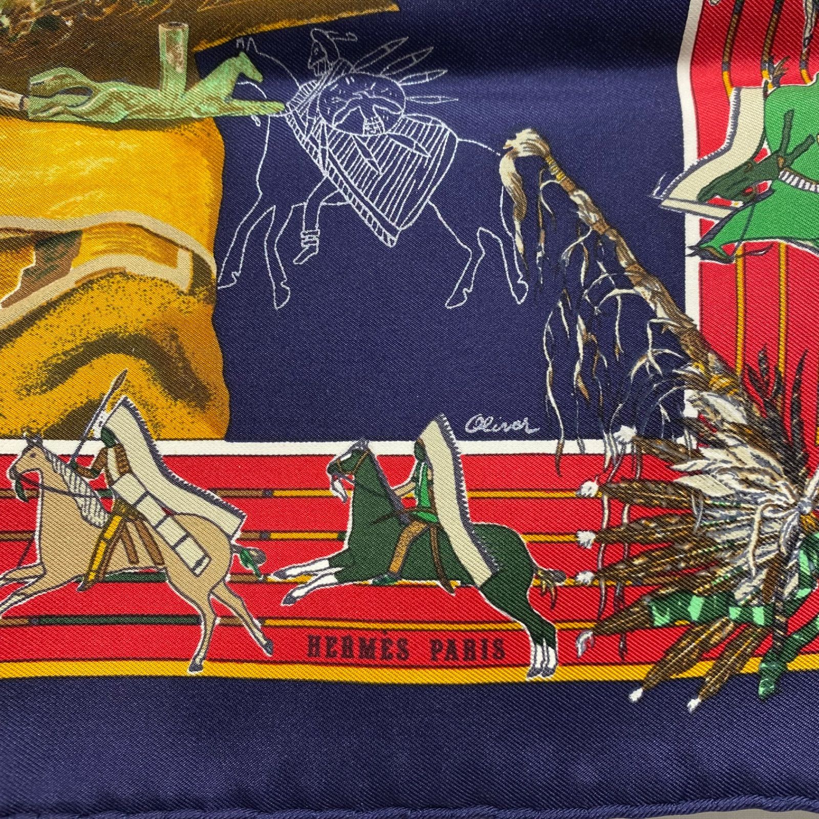 エルメス カレ45 PANI LA SHAR PAWNEE シルクスカーフ パウニー族の