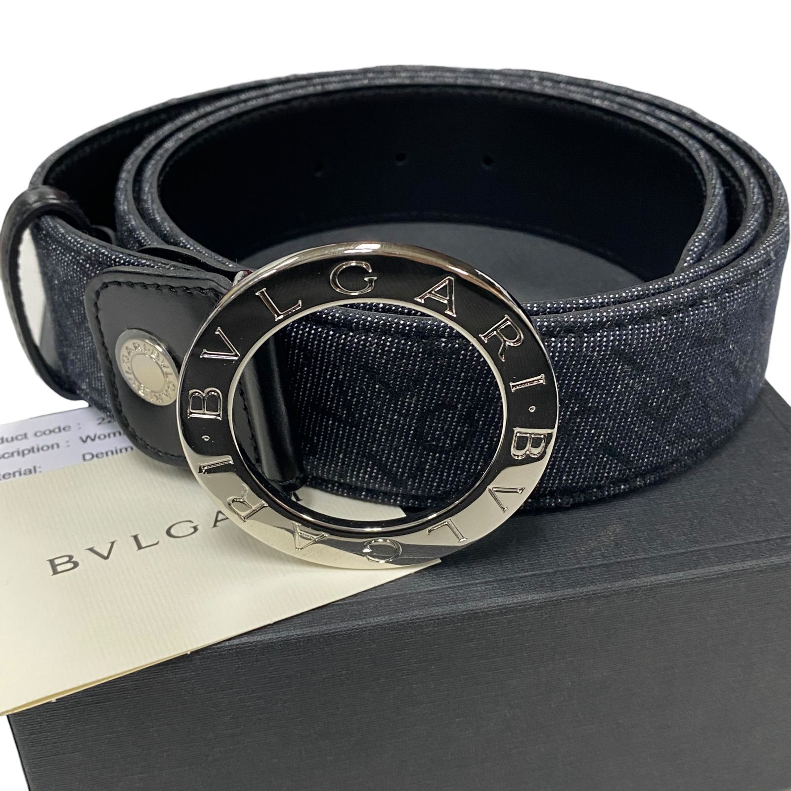 未使用品 BVLGARI ブルガリ サークル金具 ロゴマニア レザーベルト