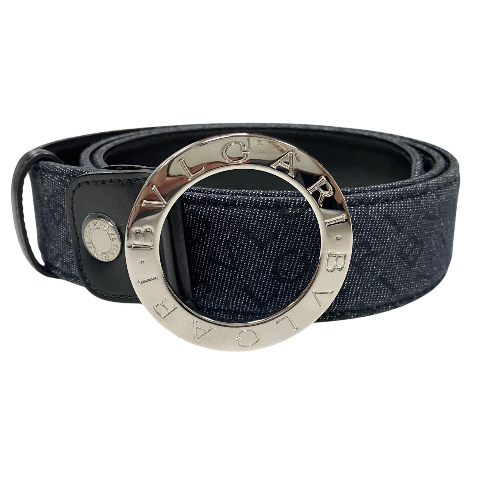 未使用品 BVLGARI ブルガリ サークル金具 ロゴマニア レザーベルト