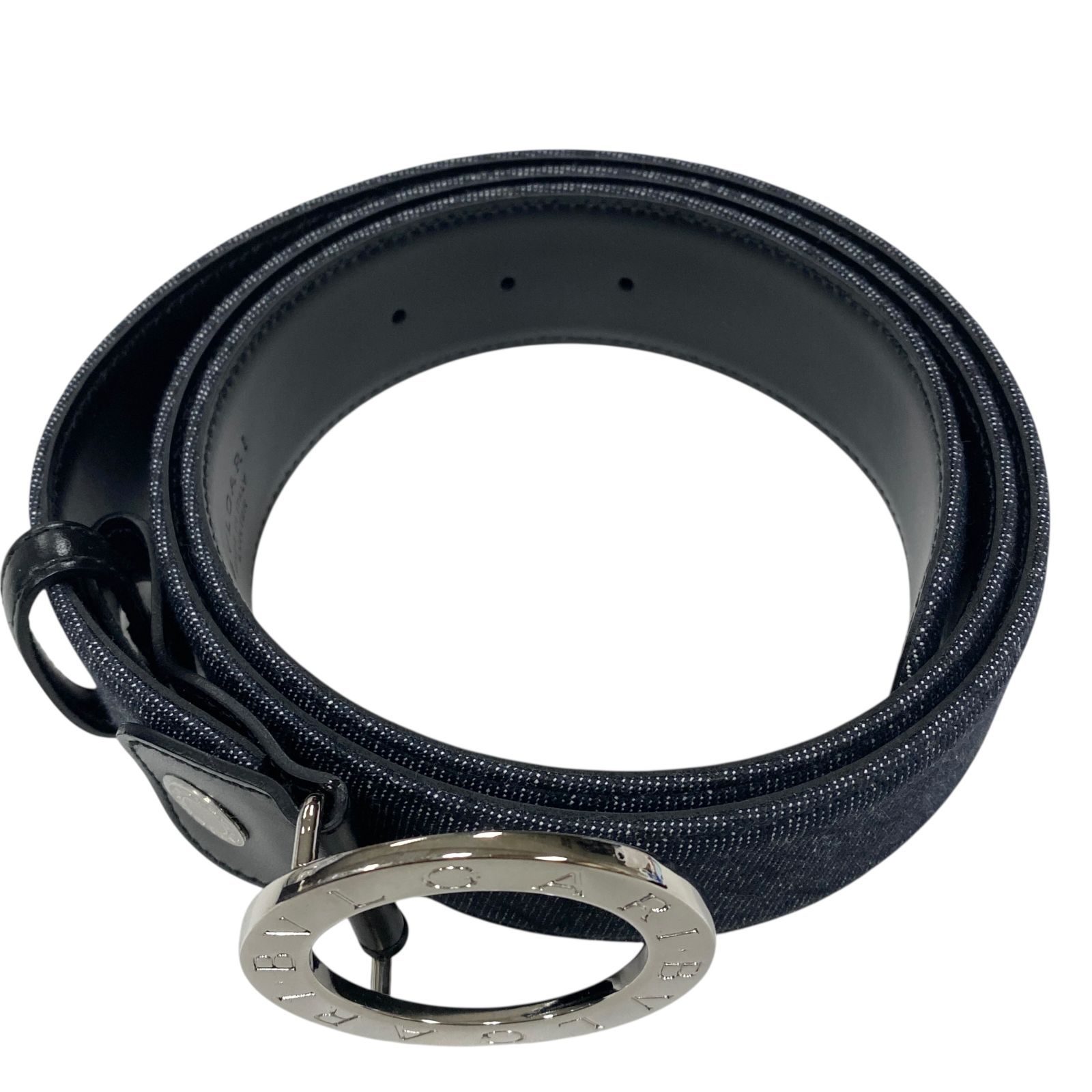 未使用品 BVLGARI ブルガリ サークル金具 ロゴマニア レザーベルト