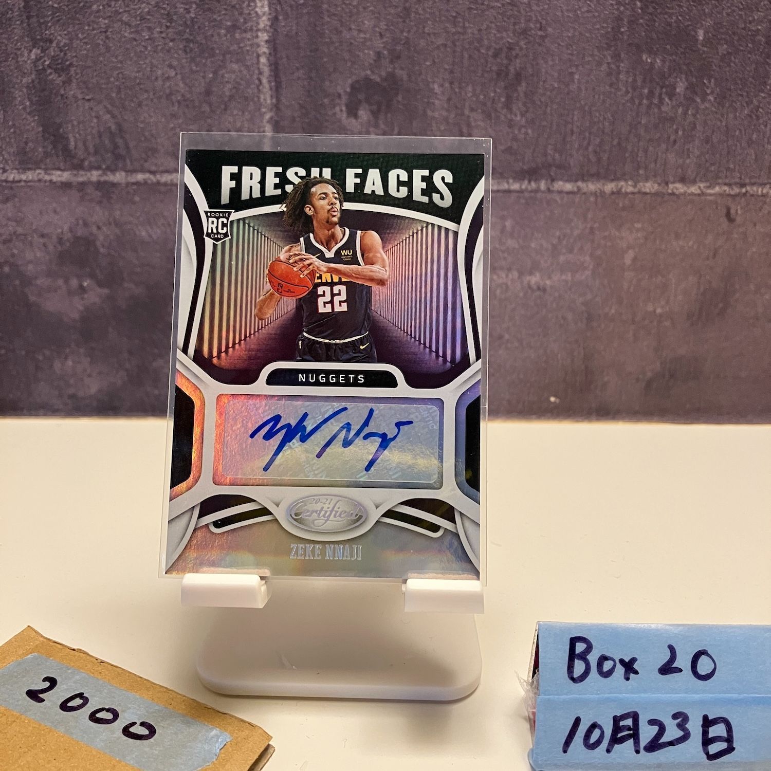 ナニ　サインカード 2020-21 Panini Certified Zeke Nnaji 直筆サインカード Denver