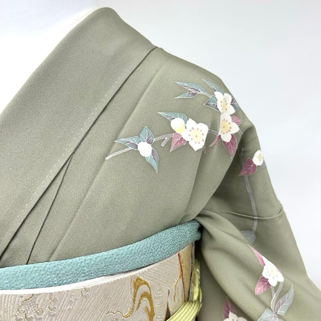 着物と帯 時流】H2622◇正絹 訪問着四点セット◇椿桜梅松 作家物 落款