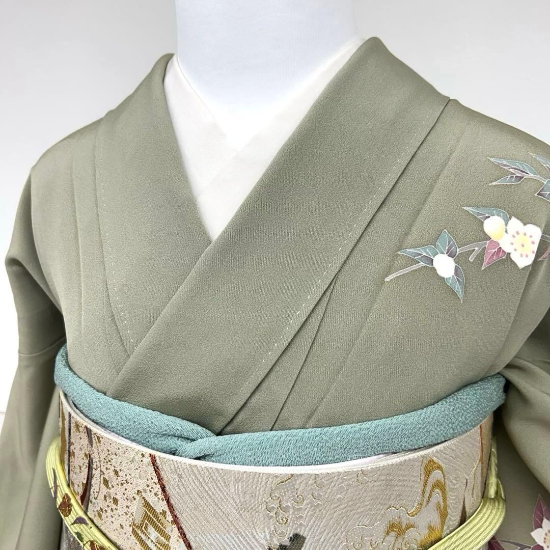 着物と帯 時流】H2622◇正絹 訪問着四点セット◇椿桜梅松 作家物 落款