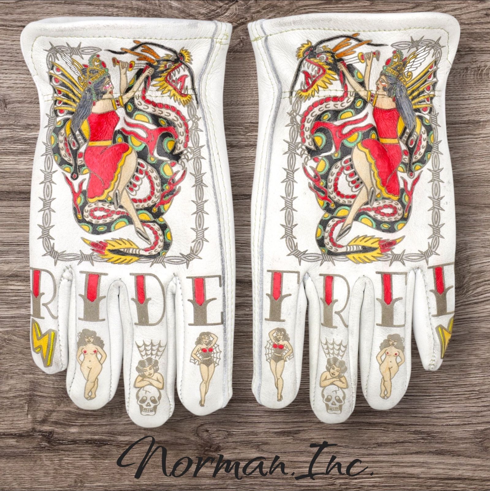 牛革 レザーグローブ ホワイト 白 アメリカン バイク ハーレー