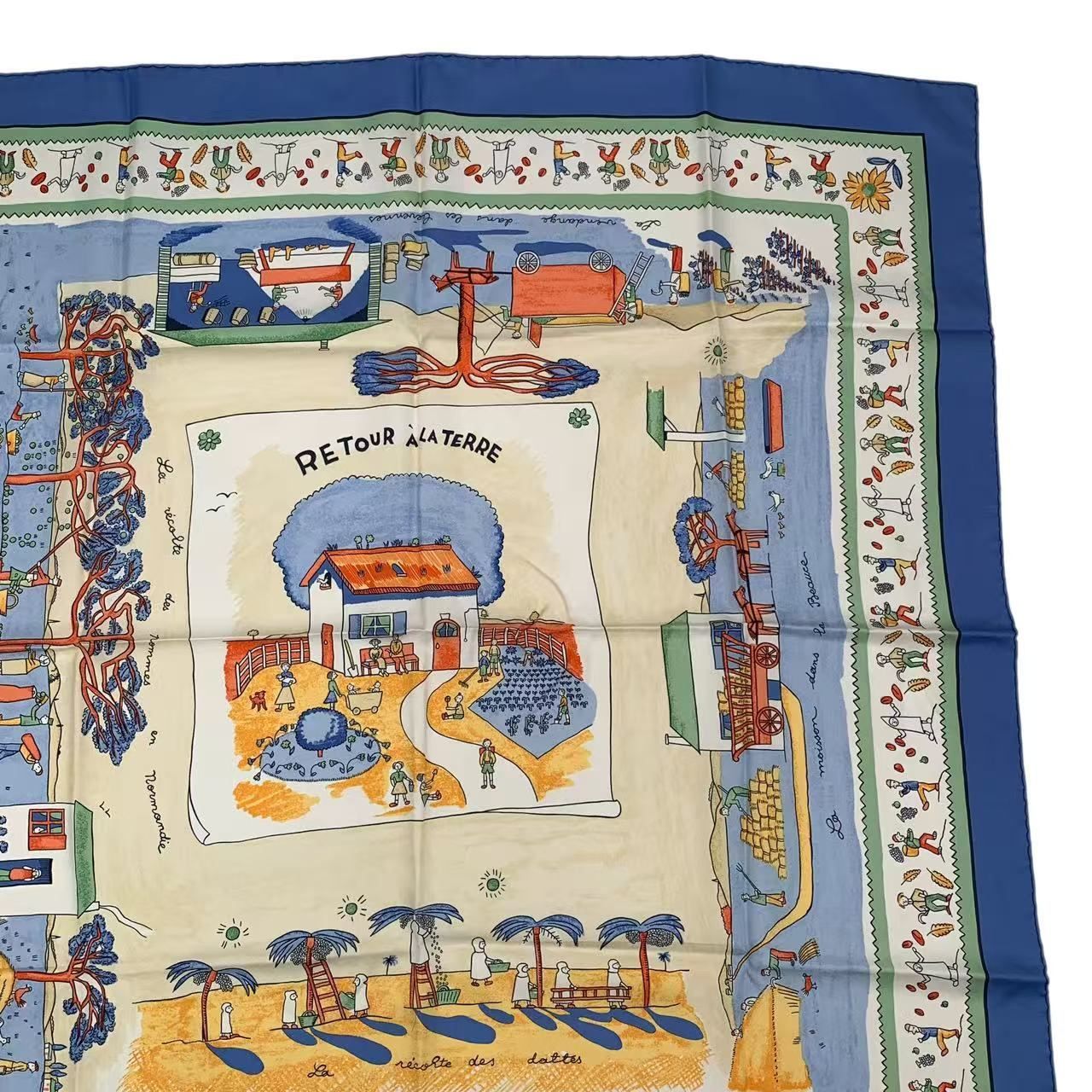 新品同様 HERMES エルメス スカーフ カレ90 RE TOUR A LA TERRE 故郷に 