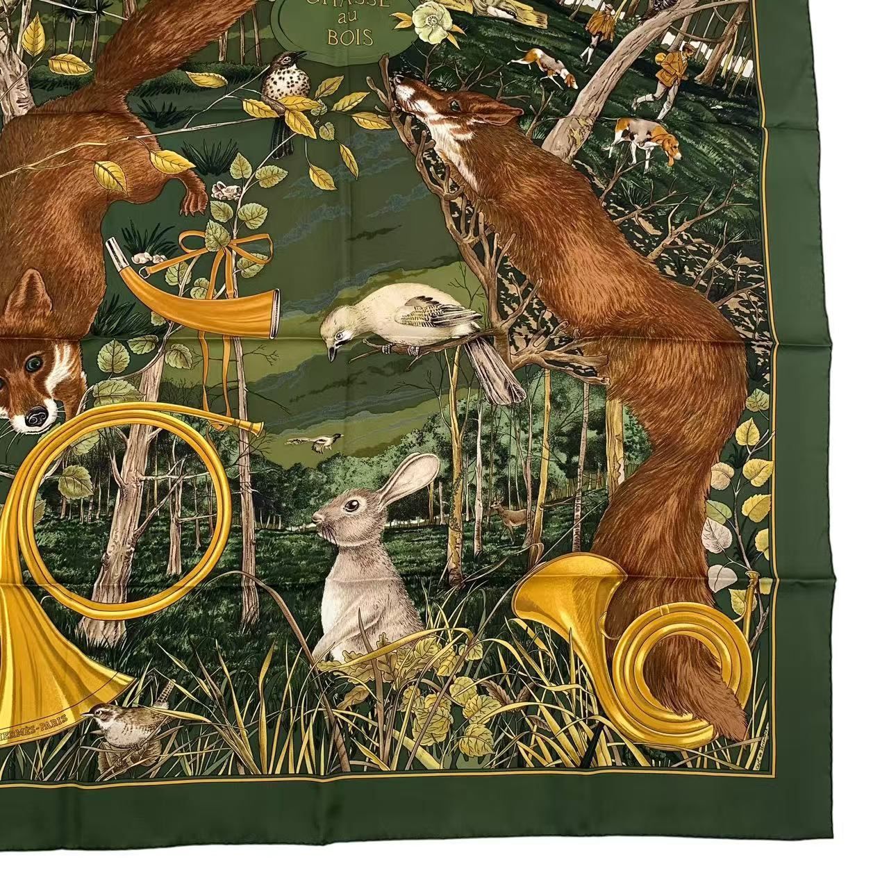 【未使用級】エルメス カレ90 ARMES DE CHASSE 鹿狩り ブラウン 極美品 HERMES エルメス スカーフ シルク カレ90 CHASSE au BOIS 森の