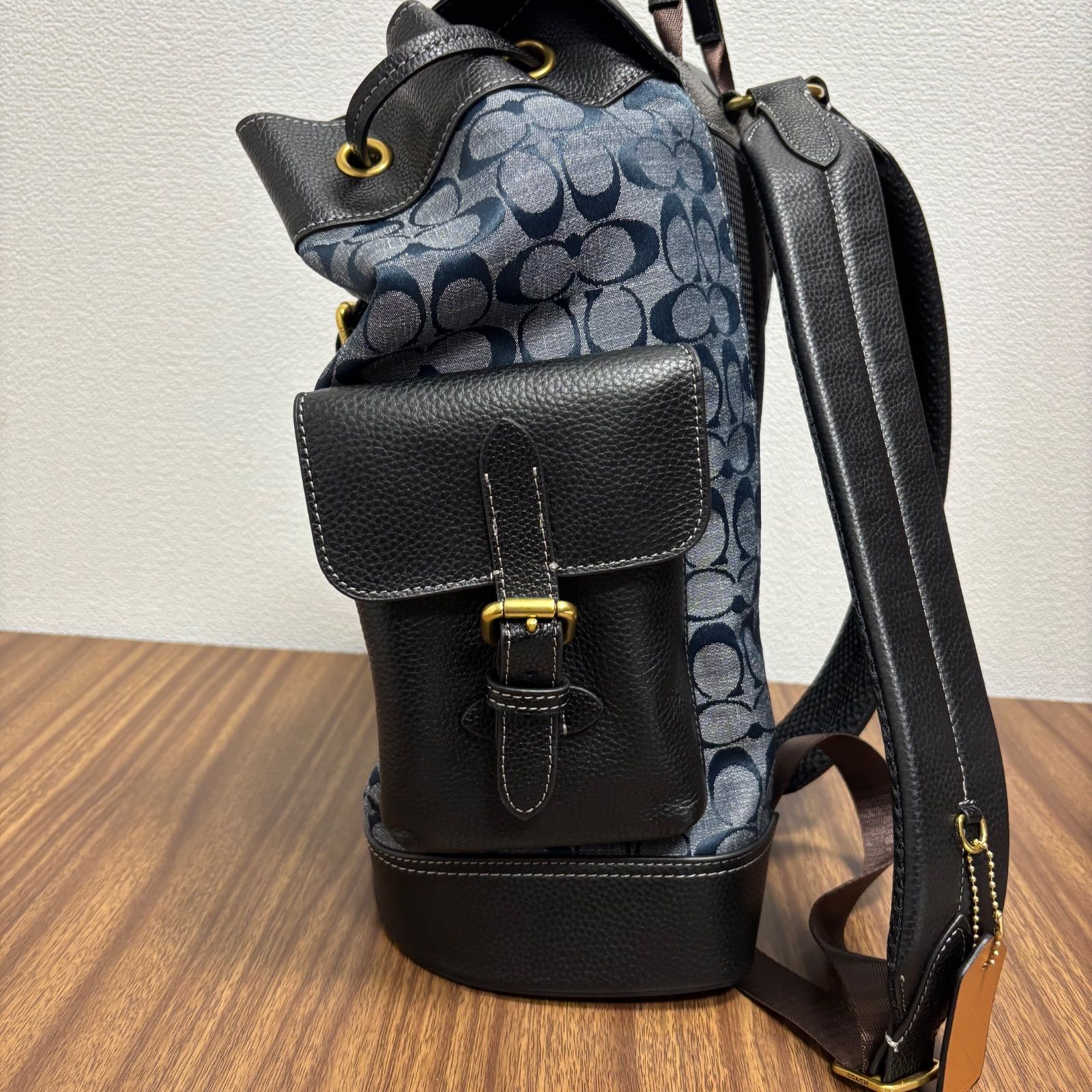 ☆ COACH コーチ シグネチャー リュック バックパック ネイビー