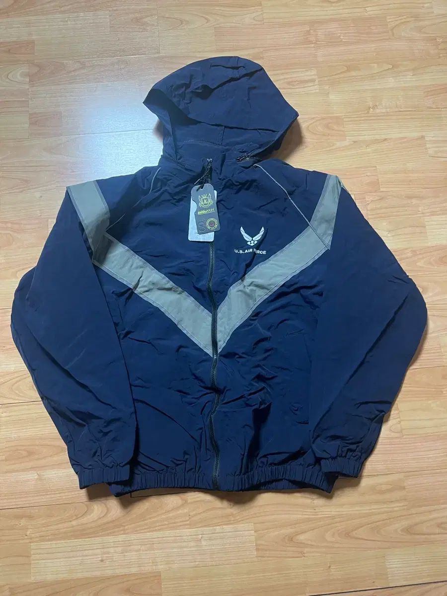 アメリカ空軍 U S AIR FORCE フード ウィンドブレーカー ネイビー L