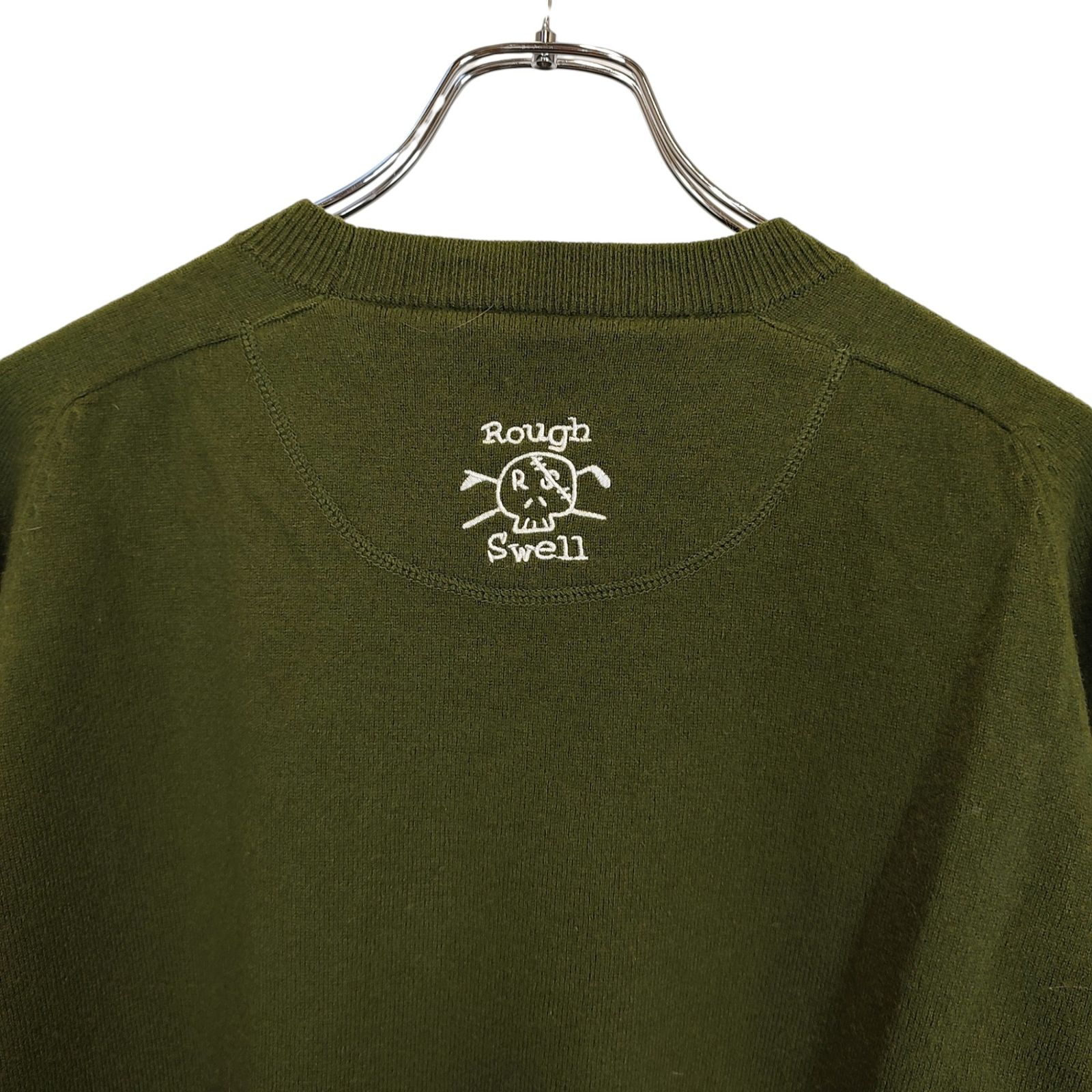＊美品＊ラフ&スウェル／ウール　ロゴニット　グリーン　M rough & swell ラフ&スウェル ゴルフ ウール プルオーバー 長袖 ニット
