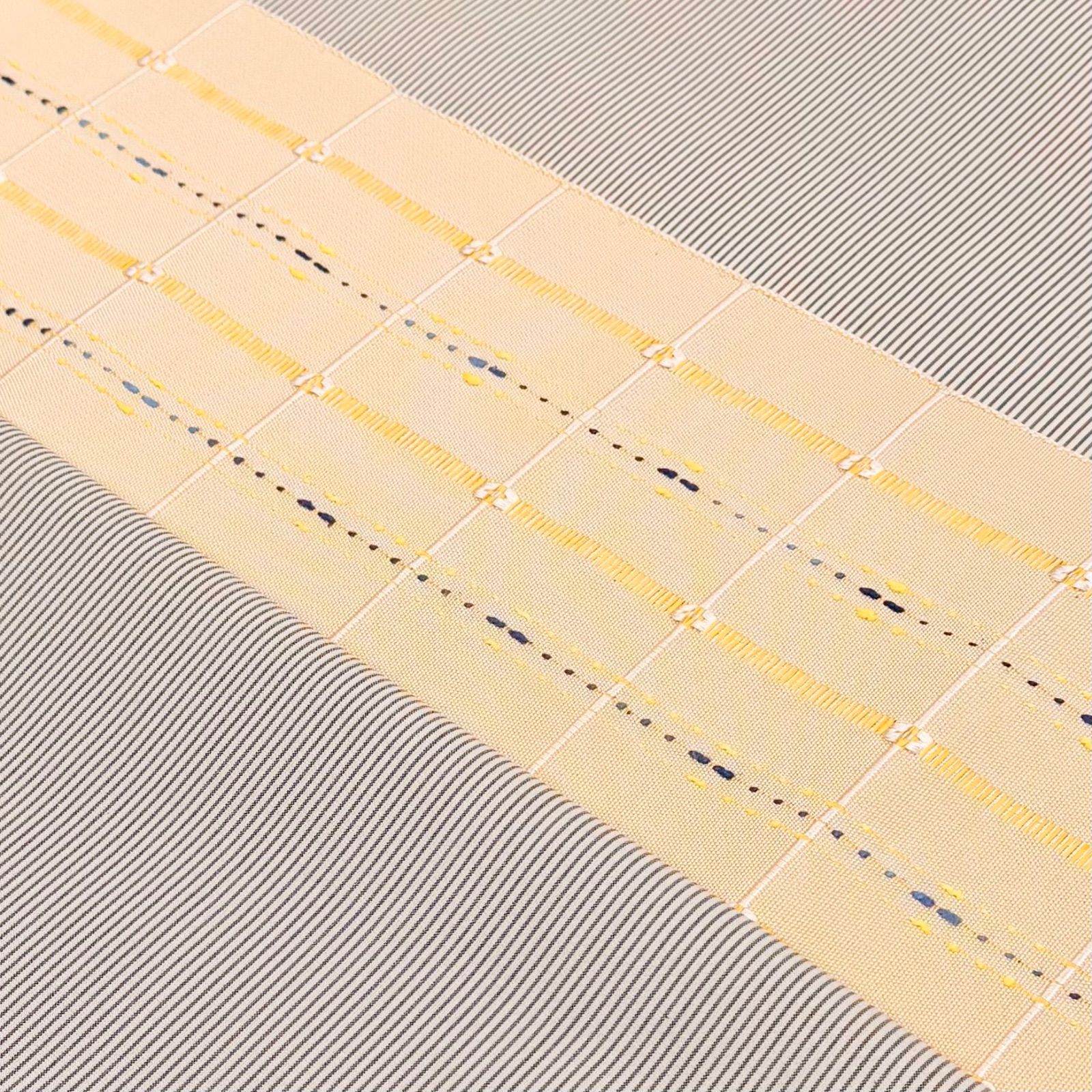 宝来織 紙格子 八寸 名古屋帯 「ペタル」 近賢織物 0421 【公式通販】