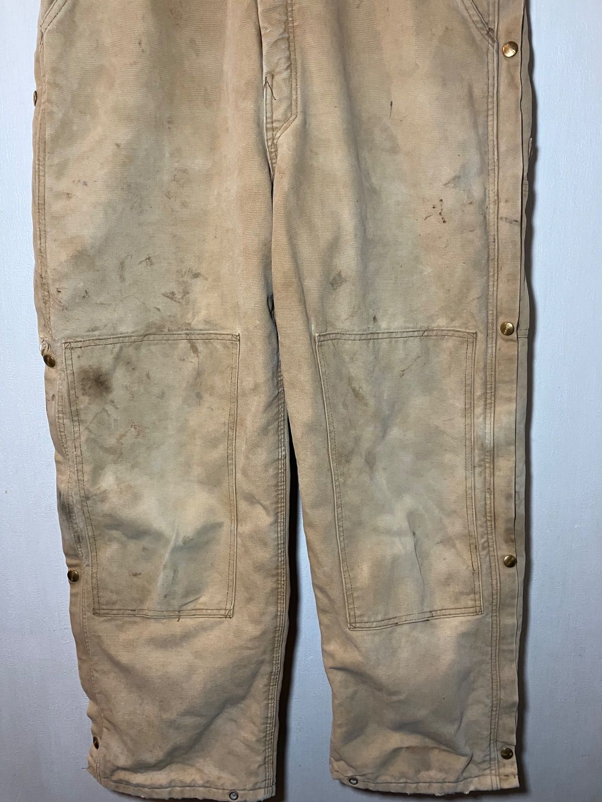 カーハート オーバーオール ダック地 ダブルニー 裏地キルティング