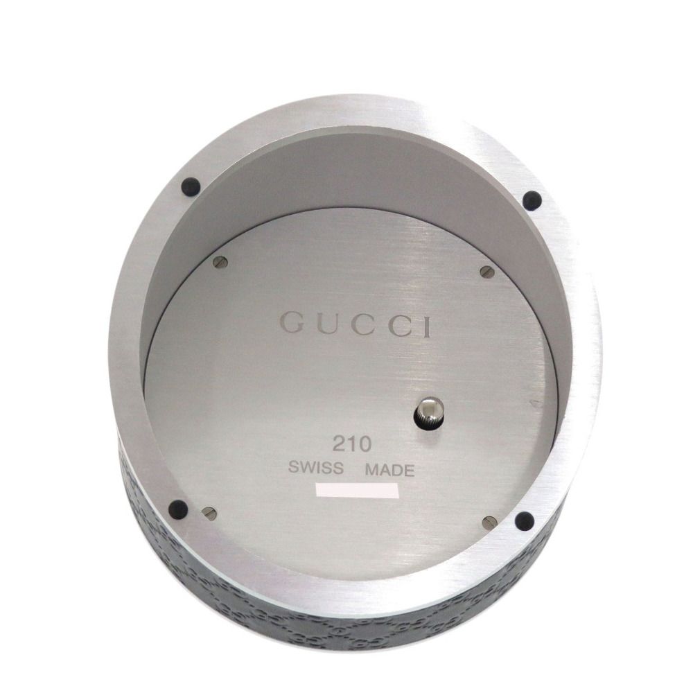 GUCCI グッチ　置時計　テーブルクロック 210 新品同様 グッチ テーブルクロック 210 ブラック SS レザー 黒文字盤