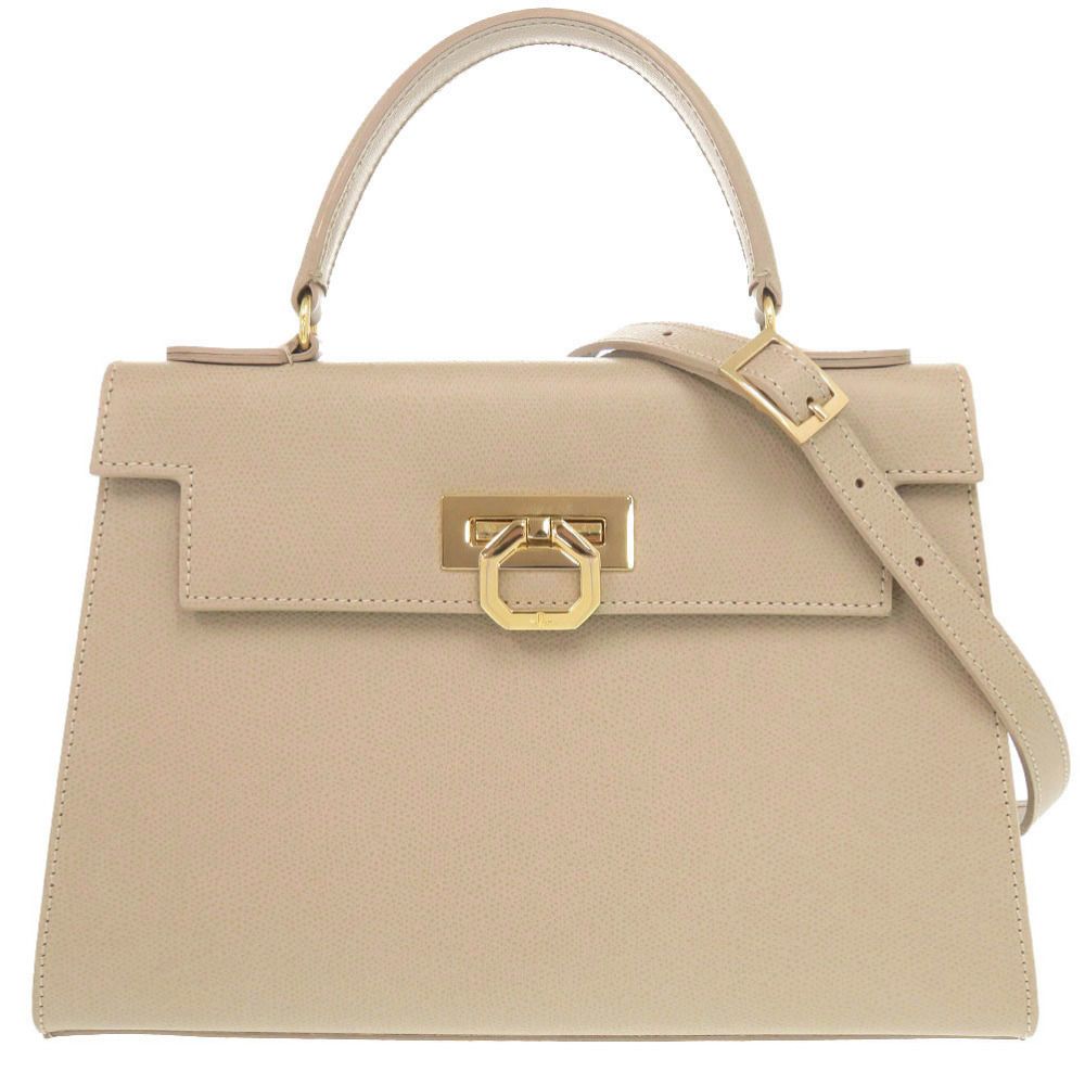 カルボッティ　エレナ　ELENA 2way レザー　ベージュ系　中古品　美品 美品 カルボッティ エレナ レザー ベージュ 2WAY ハンドバッグ