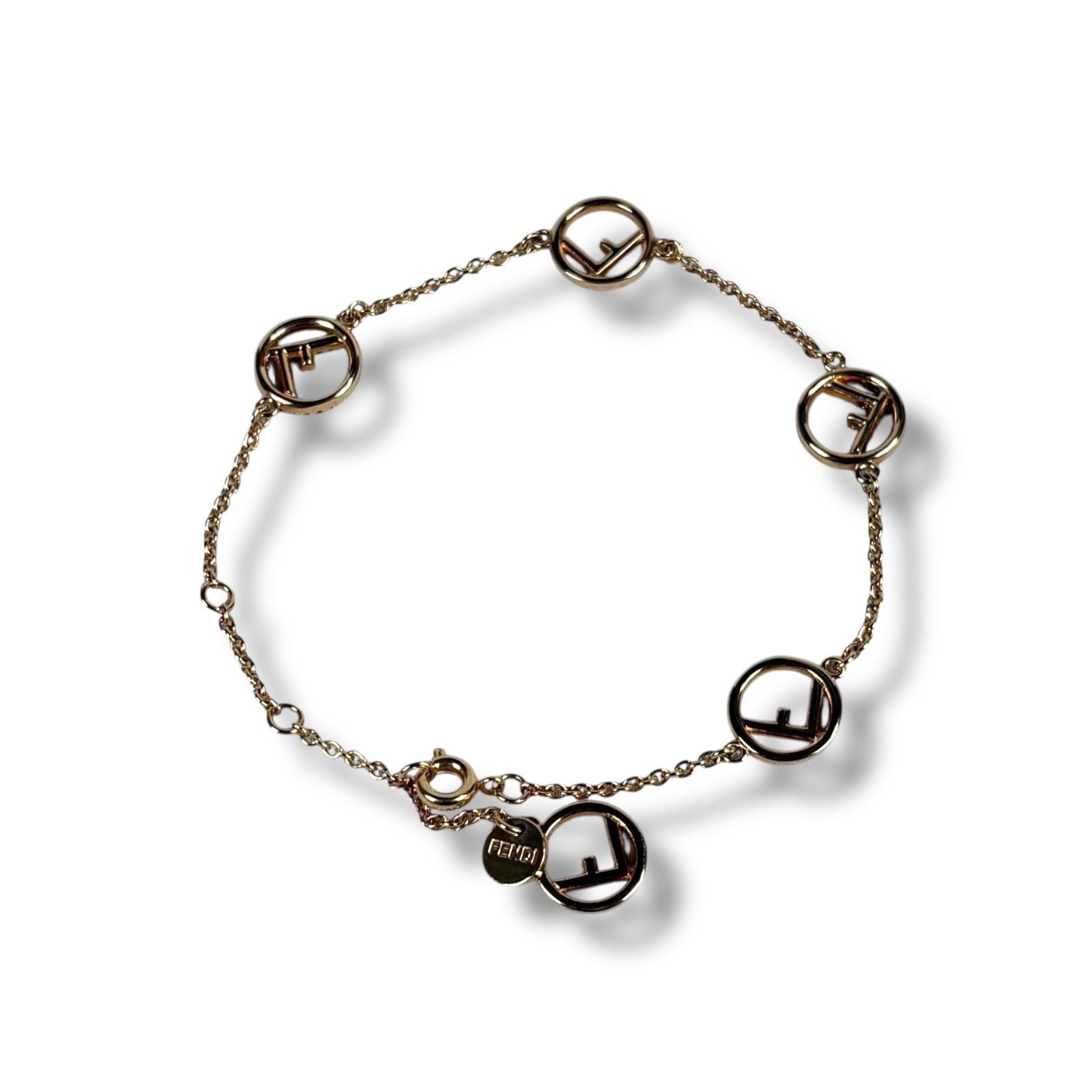 フェンディ FENDI エフイズ Fロゴ ブレスレット ラインストーン ピンク