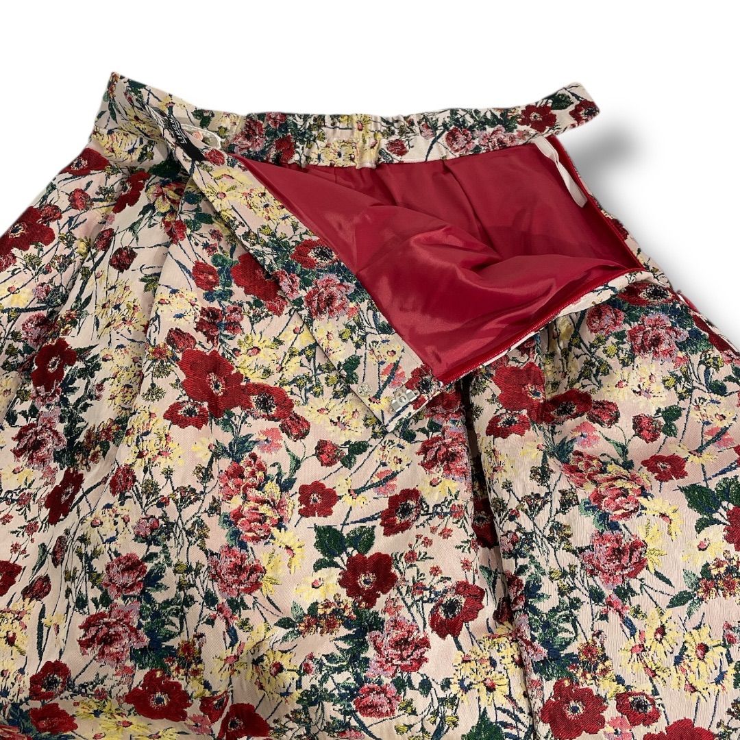 Rose Tiara ローズティアラ 花柄ジャガードフレアスカート サイズ40