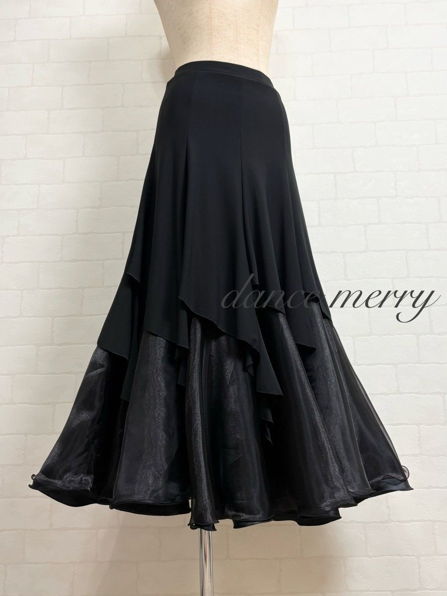 新品 社交ダンス 黒 豪華 スカート レッスン パーティ タンゴ ステージ