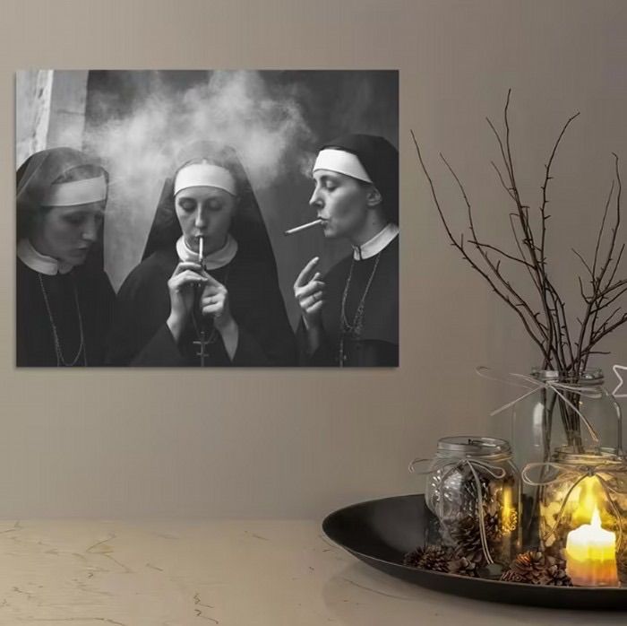 ヴィンテージ ポスター アート 修道女 タバコ インテリア リビング