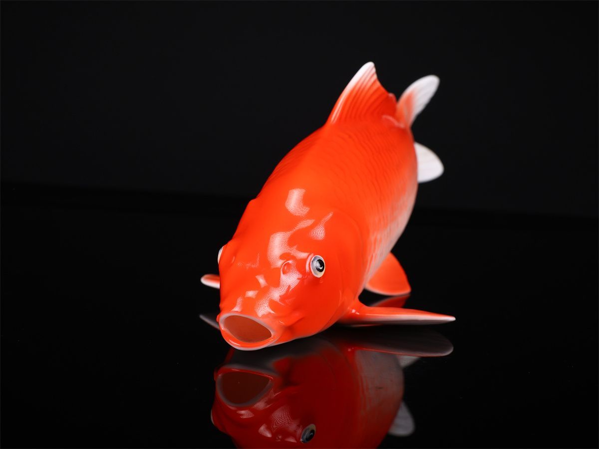 Noritake 【ノリタケ】 赤鯉 置物 体長26㎝／時代の擦れあり 本物保証I