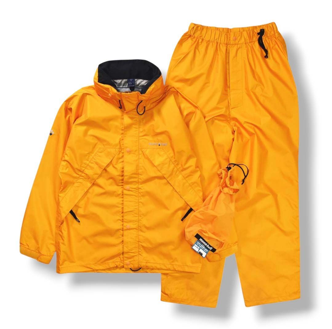 防水透湿 モンベル montbell ストームクルーザー ゴアテックス GORE TEX レインウェア ジャケット パンツ セットアップ 上下 収納袋付き マウンテンパーカー S オレンジ メンズ