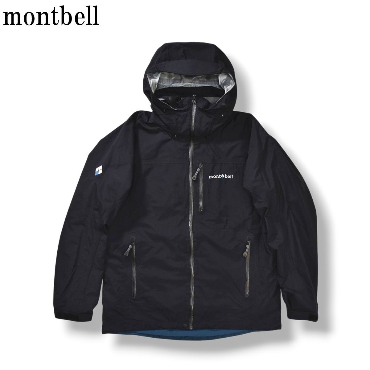 防水透湿 モンベル montbell シャルモパーカ アウトドアジャケット ハードシェル マウンテンパーカー スーパーハイドロブリーズ 中綿 L ブラック メンズ