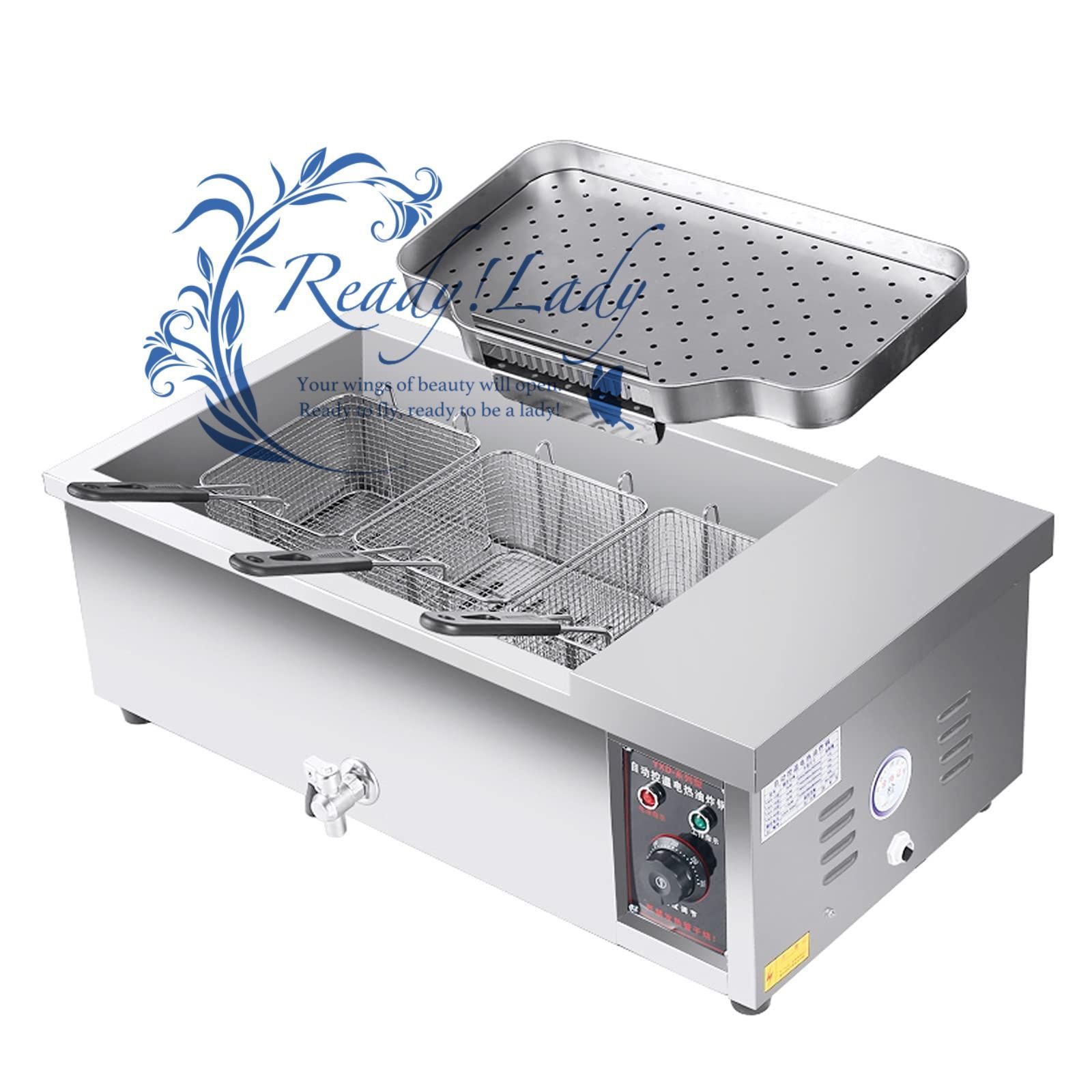 バスケットと蓋付き電気フライヤー、業務用ステンレス製フライヤー、業務用温度調節機能付き卓上フライヤー 23L/20.8QT - メルカリ