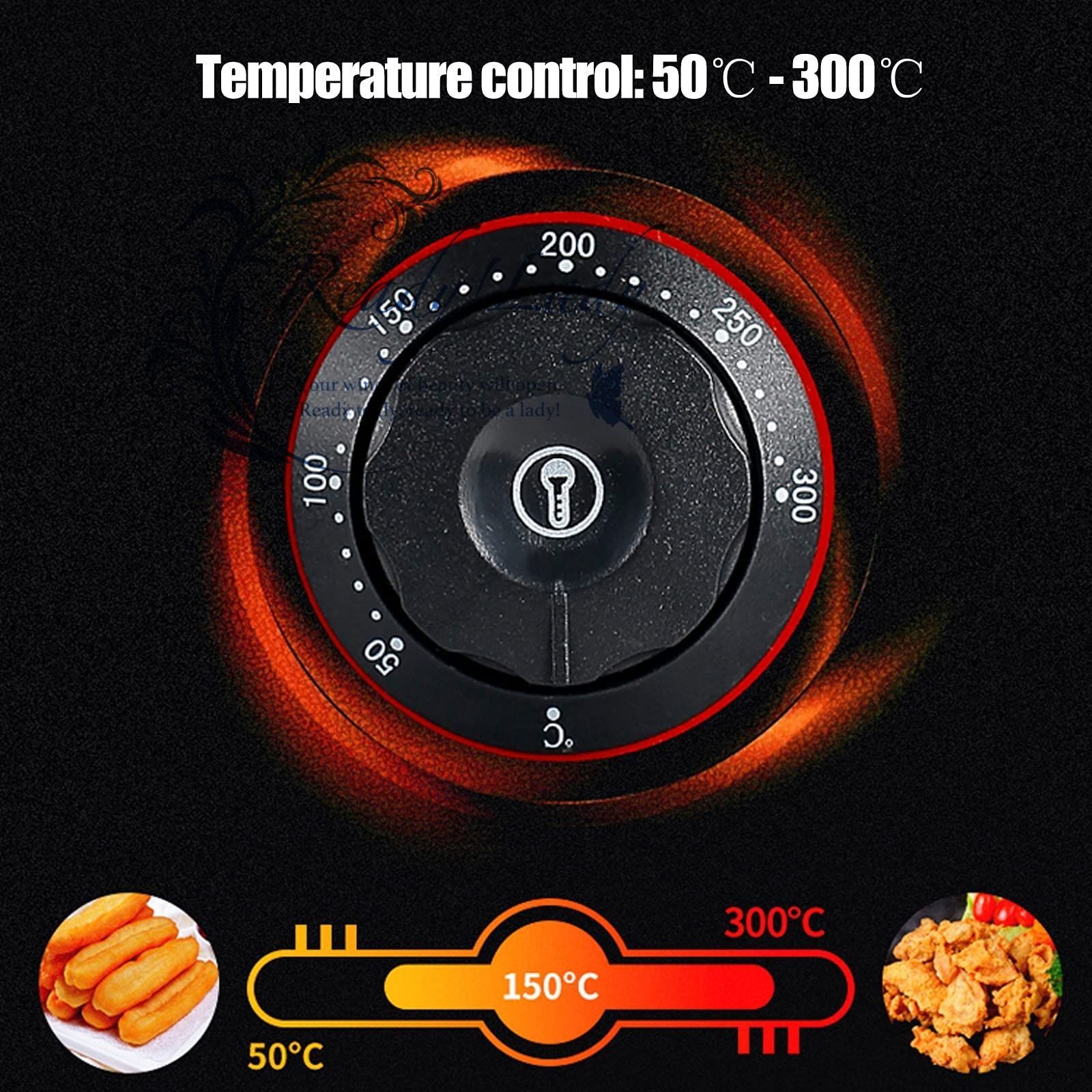 バスケットと蓋付き電気フライヤー 業務用ステンレス製フライヤー 業務用温度調節機能付き卓上フライヤー 23 L|20.8 QT