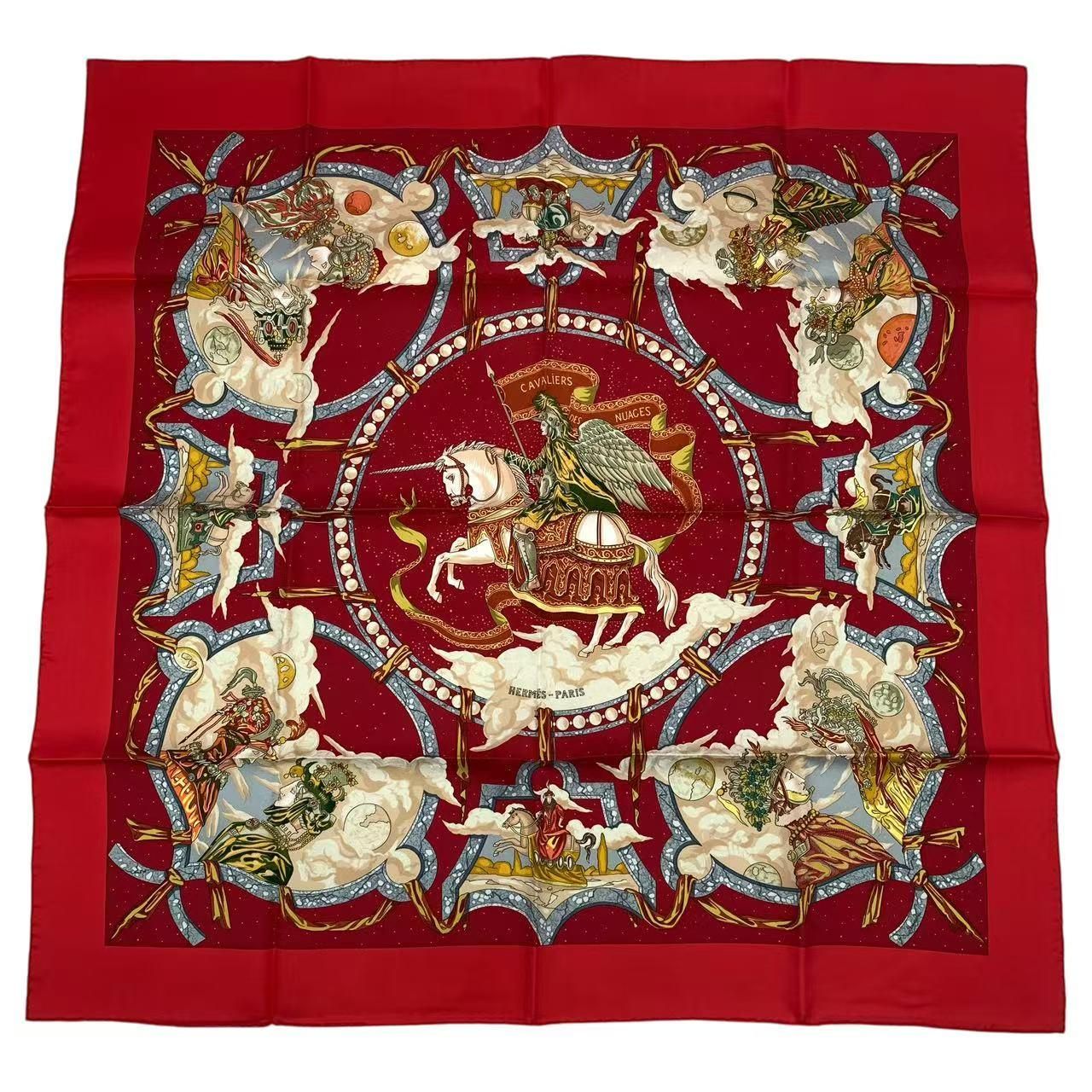 未使用品 HERMES エルメス カレ90 スカーフ シルク CAVALIERS DES