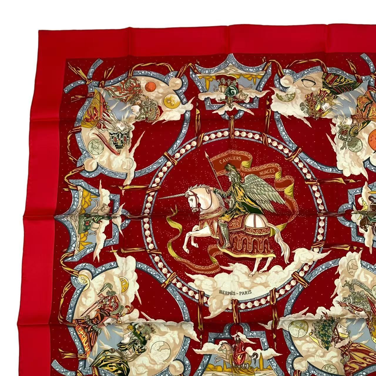 未使用品 HERMES エルメス カレ90 スカーフ シルク CAVALIERS DES