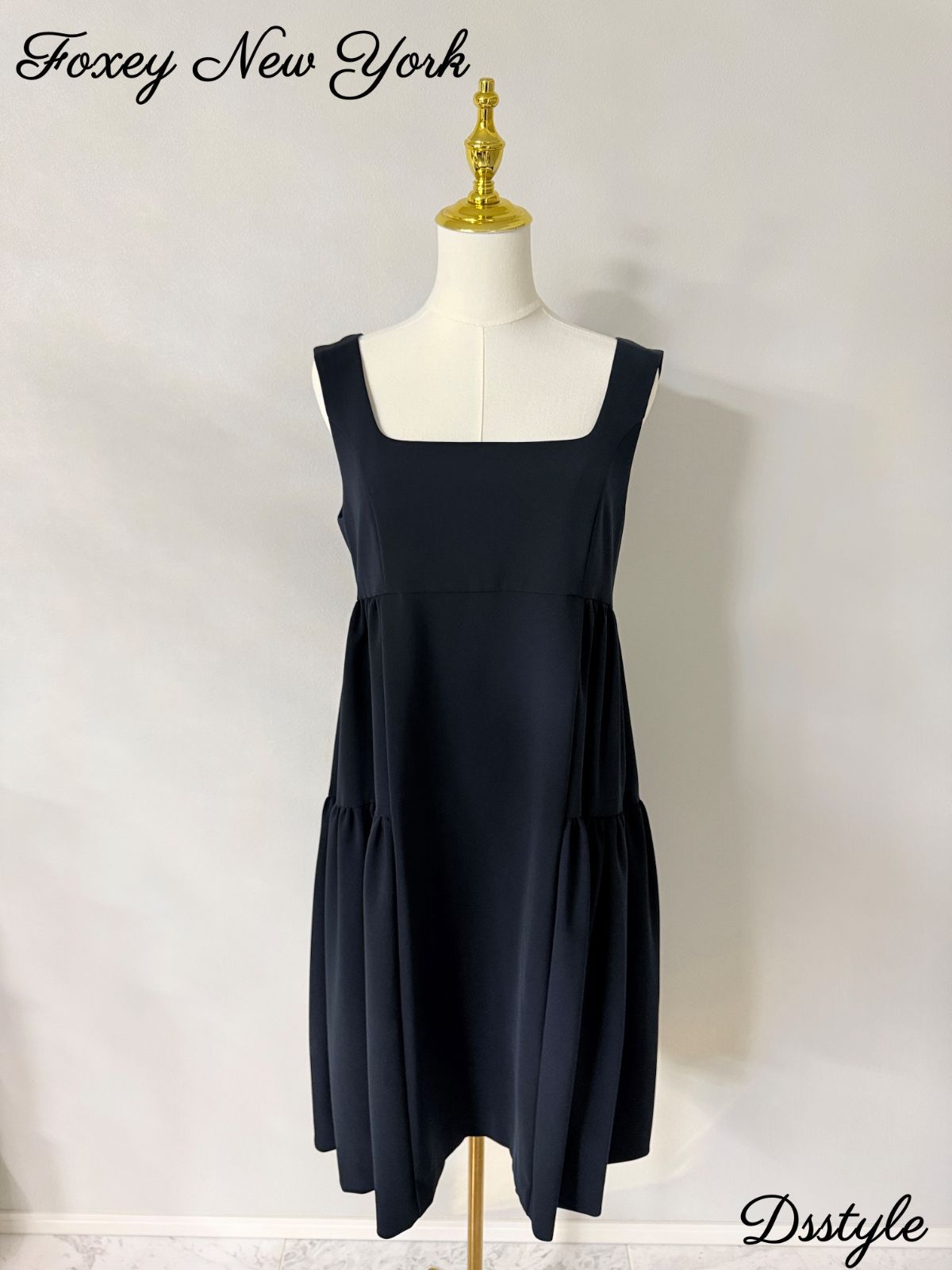美品FOXEY /フォクシー レディエンパイア ワンピース42 ネイビー