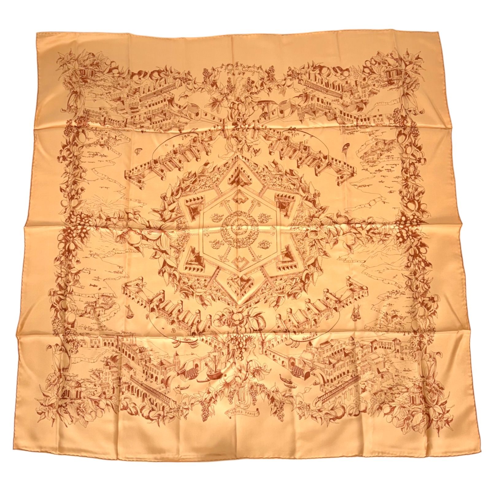 ほぼ未使用品・美品】HERMES エルメス カレ90 Au Pays de Cocagne 楽園 