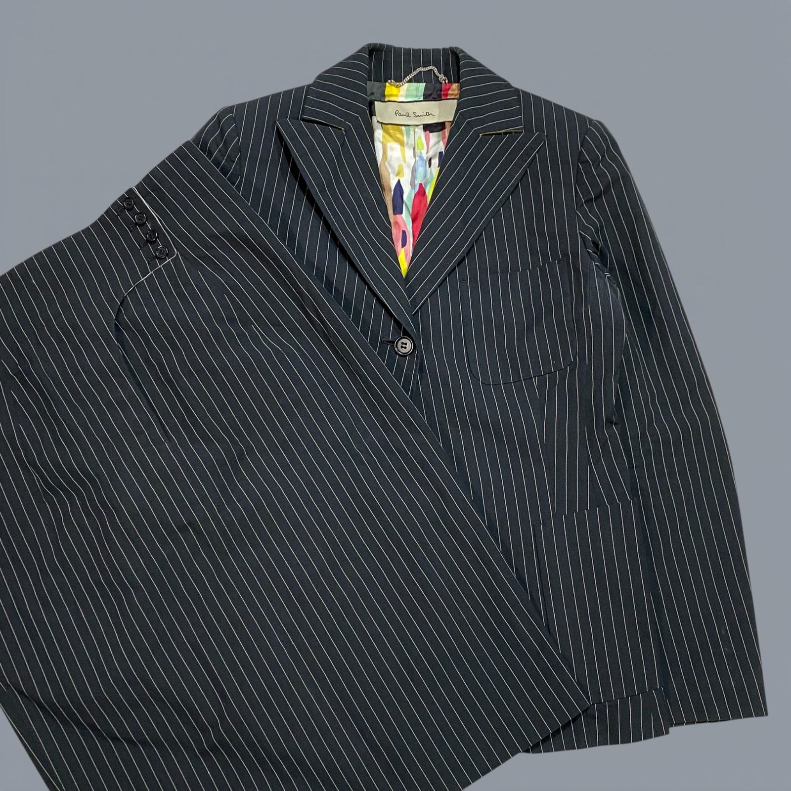 Paul Smith ポールスミス☆ノーカラー スカートスーツ Aラインツイード