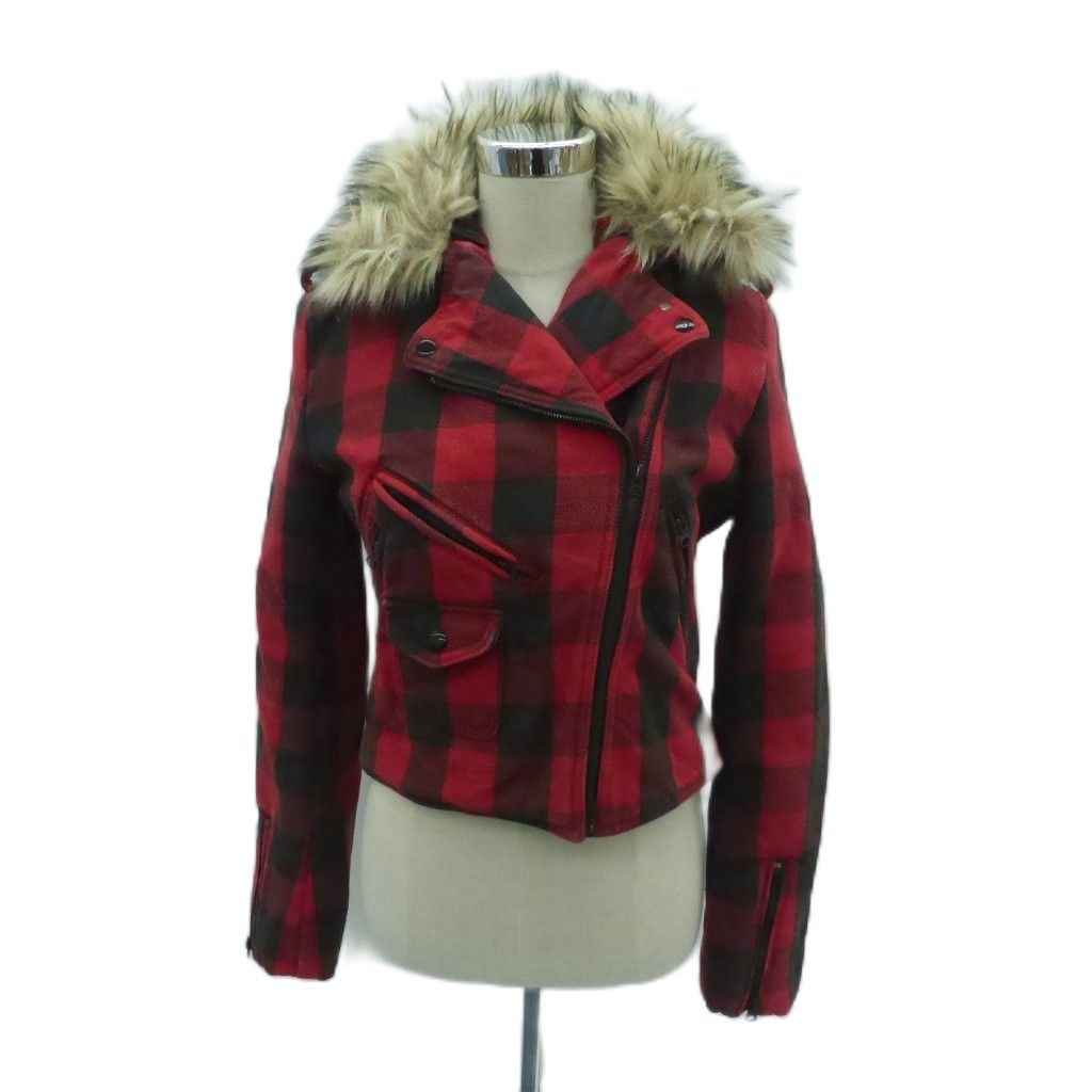 ラルフローレン チェックライダース レディースＭ ラルフローレン RALPH LAUREN ライダースジャケット チェック柄