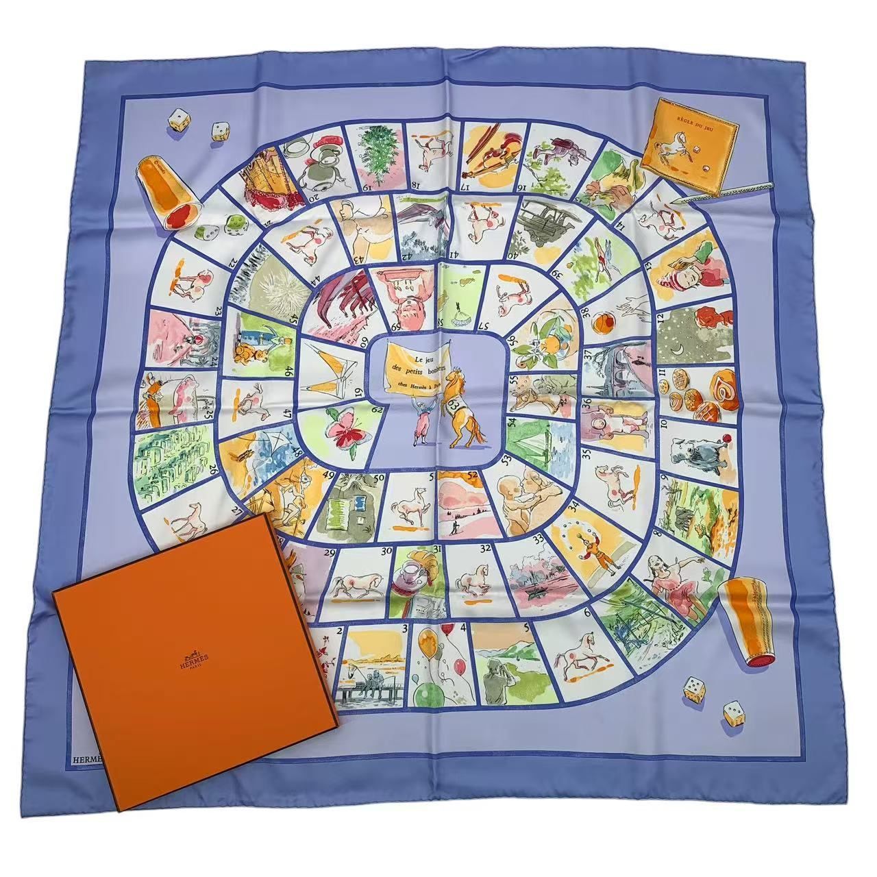 未使用品 HERMES エルメス カレ90 Le jeu des petits bonheurs 小さな