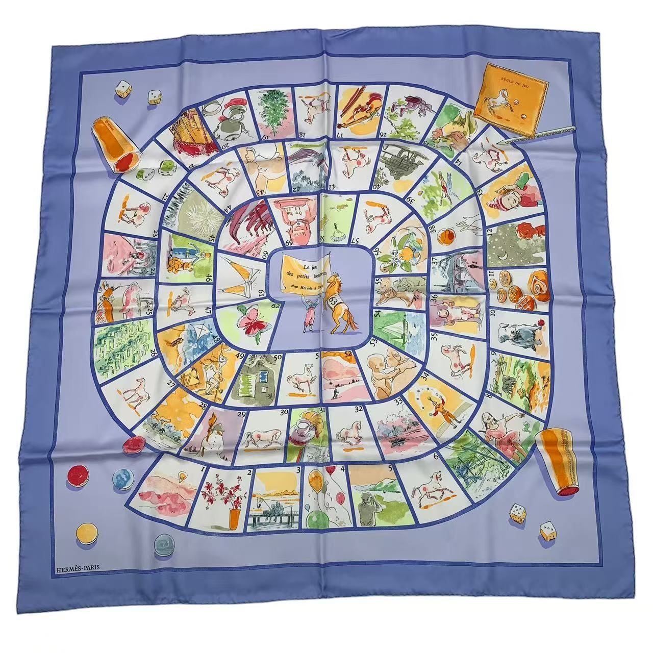 未使用品 HERMES エルメス カレ90 Le jeu des petits bonheurs 小さな
