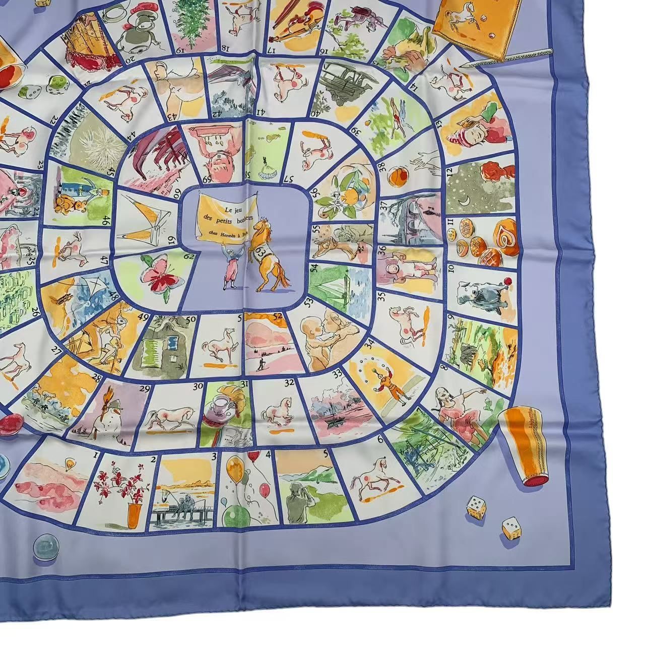 未使用品 HERMES エルメス カレ90 Le jeu des petits bonheurs 小さな 