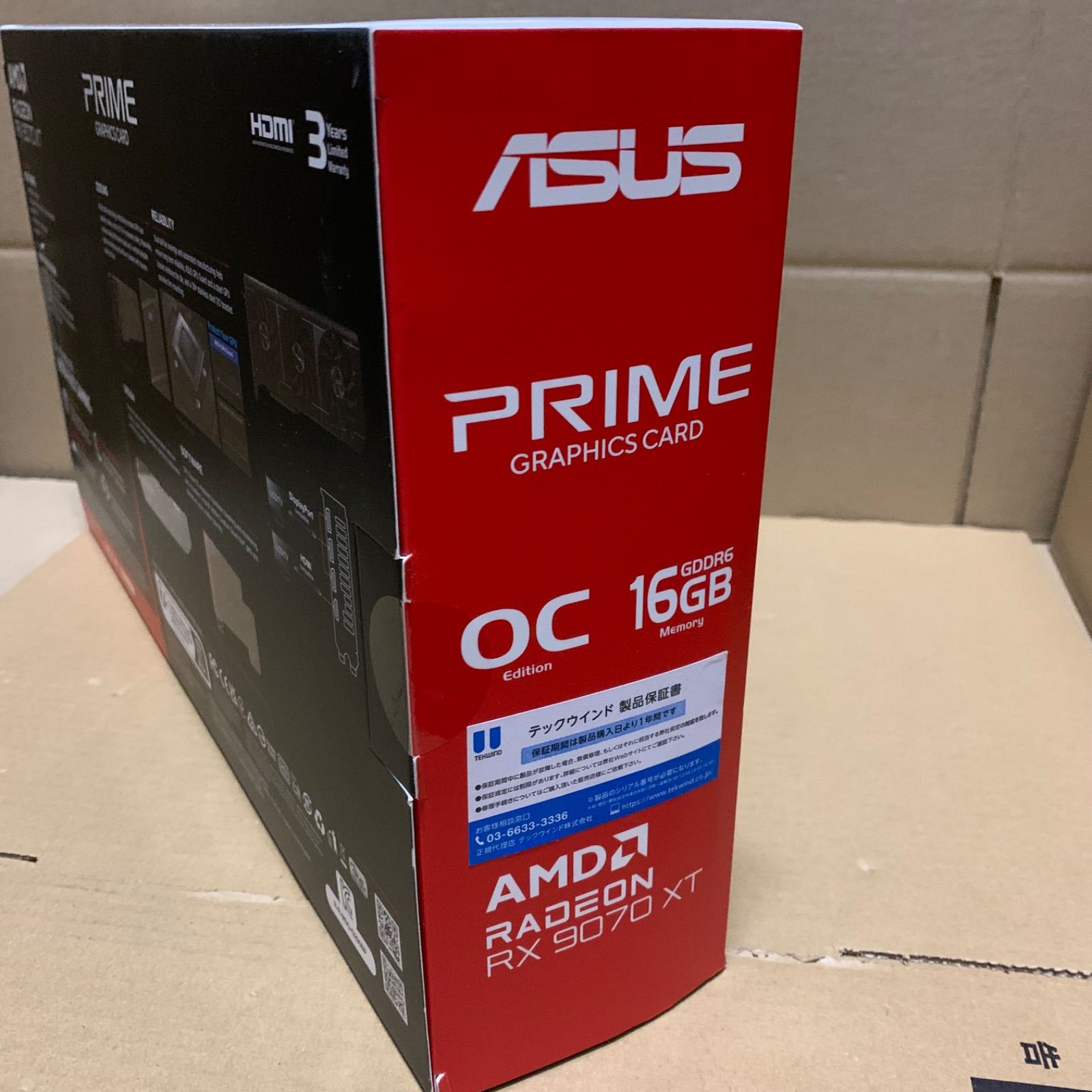 ASUS AMD Radeon RX9070XT エイスース グラフィックボード 搭載 ビデオ